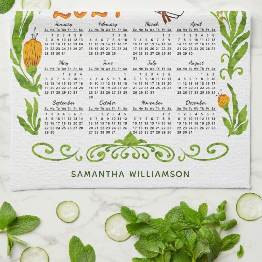 Aangepaste 2024 Kalender MBA Student Sinaasappel B Theedoek (Gevouwen)