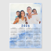 Aangepaste 2026 Fotokalender Magneet Blauw Witte O (Voorkant)