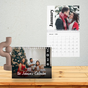 Aangepaste 2026 gezinsfoto modern & minimalistisch kalender