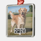 Aangepaste 2026 Pet Foto Metalen Ornament (Links)