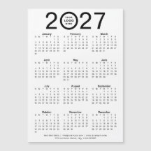Aangepaste 2027 magnetische kalender met bedrijfsl