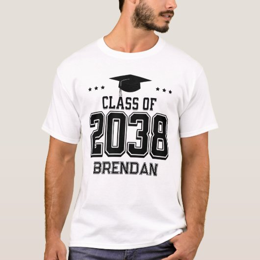 Aangepaste 2038 Back-to-School Handafdruk Keepsake T-shirt (Voorkant)