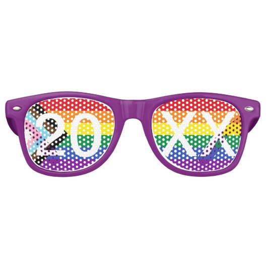 Aangepaste 20XX Progress Pride Paars Retro Zonnebril (Voorkant)