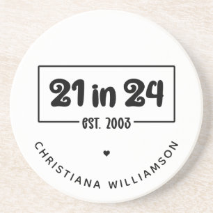 Aangepaste 21e verjaardag 21 in 24 Est 2003 Verjaa Zandsteen Onderzetter
