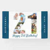 Aangepaste 21e verjaardag Foto-collage op feestdag Spandoek (Horizontaal)