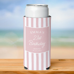Aangepaste 21e verjaardag Preppy Roze Gestreepte F