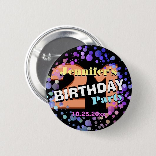 Aangepaste 21e verjaardag ronde button 5,7 cm (Voorkant /achterkant)