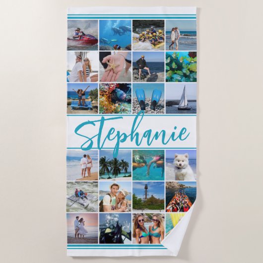 Aangepaste 24-fotokleuren voor Collage Strandlaken (Voorkant)