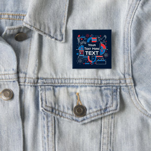 Aangepaste 250e verjaardag van Amerika Vierkante Button 5,1 Cm