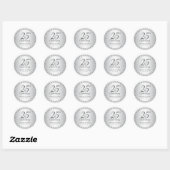 Aangepaste 25e bruiloft Jubileum diamanten zilver Ronde Sticker (Vel)