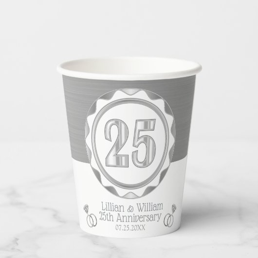 Aangepaste 25e Golden Jubileum of verjaardag, enz. Papieren Bekers (Achterkant)