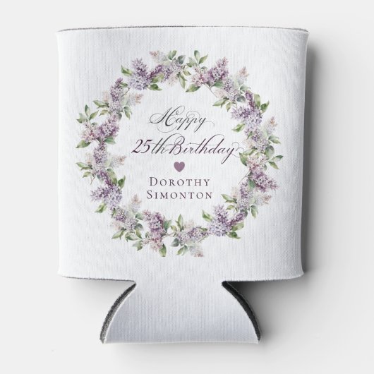 Aangepaste 25e Verjaardag Paarse Lila Lentebloem Blikjeskoeler (Voorkant)