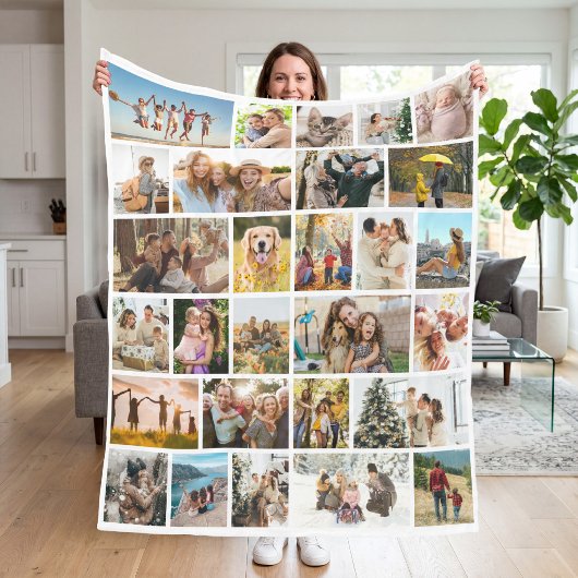 Aangepaste 28 foto collage fleece deken