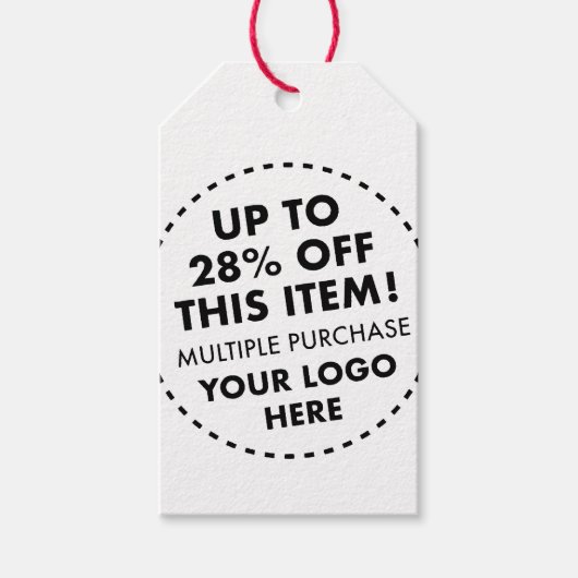 Aangepaste 28% OFF Bulk Kopen Kortingsrood Twintig Cadeaulabel (Voorkant)