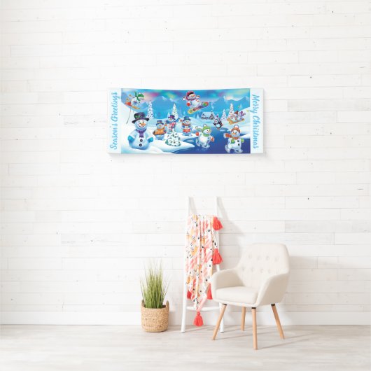 Aangepaste 2,5 x 6-inch kerstvinylbanner sneeuwscè spandoek (Insitu)