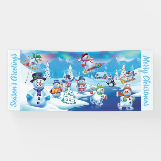 Aangepaste 2,5 x 6-inch kerstvinylbanner sneeuwscè spandoek (Horizontaal)