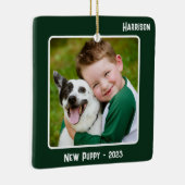 Aangepaste 2-foto 2 zijdige Emerald Special Event Keramisch Ornament (Rechts)