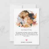 Aangepaste 2 foto | Boho Floral Wildflower bruilof Bedankkaart (Achterkant)