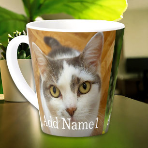 Aangepaste 2 foto en tekst gepersonaliseerd latte mok