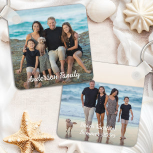 Aangepaste 2 Foto Familie Vakantie Eenvoudig Geper Sleutelhanger
