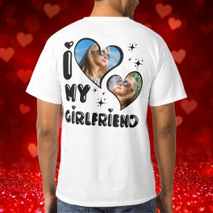 Aangepaste 2 foto Ik hou van mijn Vriendin achter  T-shirt