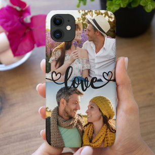 Aangepaste 2 foto Liefde met Hart Calligrafie iPhone 11 Hoesje