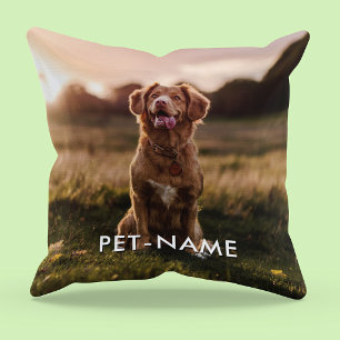 Aangepaste 2 Foto Met Je Huisdier Hond 2 Naam Afbe Kussen
