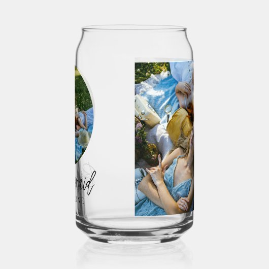 Aangepaste 2 foto Stijlvolle Script Bruidsmeisje G Blikvorm Glas (Links)