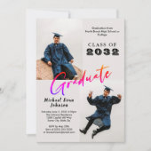 Aangepaste 2 foto Zwart Gestreept Afstuderen Klass Kaart (Voorkant)