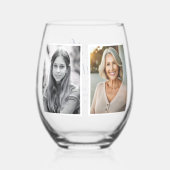 Aangepaste 2 fotocollage 60e verjaardag wijnglas zonder voet (Voorkant)