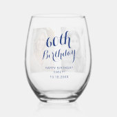 Aangepaste 2 fotocollage 60e verjaardag wijnglas zonder voet (Achterkant)