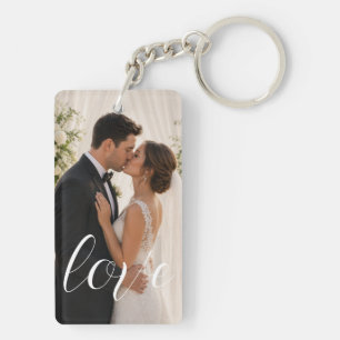 Aangepaste 2 foto's Liefde Acrylaat Sleutelhanger