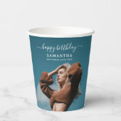 Aangepaste 2 foto's Verjaardagsfeest Selfie Afbeel Papieren Bekers (Achterkant)