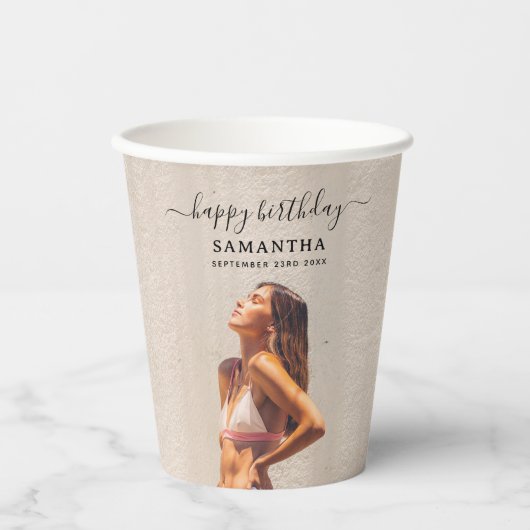 Aangepaste 2 foto's Verjaardagsfeest Selfie Afbeel Papieren Bekers (Voorkant)