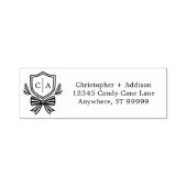 Aangepaste 2 Letter Monogram Crest Bow Kerstmis Zelfinktende Stempel (Design)