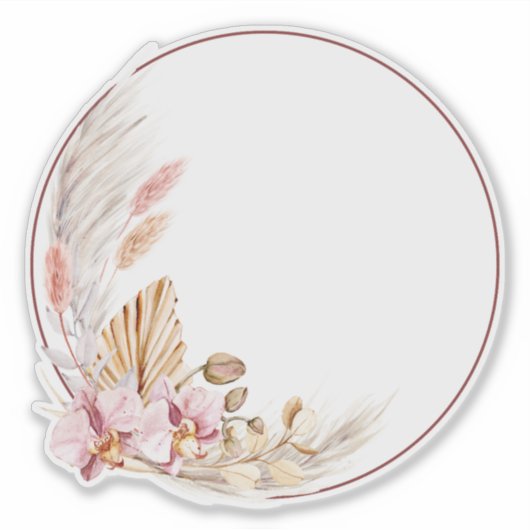 Aangepaste 2 pampas gras rond sticker (Voorkant)