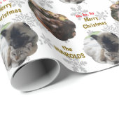 Aangepaste 2 Pet Foto Feestelijke Kerstmis Sneeuwv Cadeaupapier (Rol Hoek)