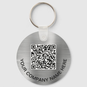 Aangepaste 2 QR-codes promotioneel zilver Sleutelhanger