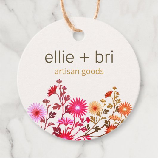 Aangepaste 2" Ronde Wildbloemen Boho Hang Label (Voorkant)