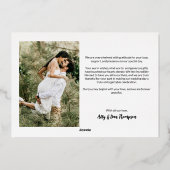 Aangepaste 2 Trouwfoto's Bedankt Script Gold Folie Uitnodiging (Achterkant)