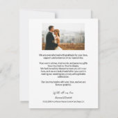 Aangepaste 2 Trouwfoto's Eenvoudig Modern script Bedankkaart (Achterkant)