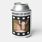 Aangepaste 2 x Fotofilm Reel 21st Age Verjaardag Blikjeskoeler (Blikje Achterkant)