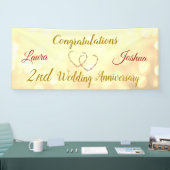 Aangepaste 2e bruiloft Jubileum-banner Spandoek (Beurs)