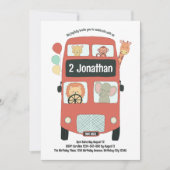 Aangepaste 2e Verjaardag TWEE Wild Safari Bus Boho Kaart (Voorkant)