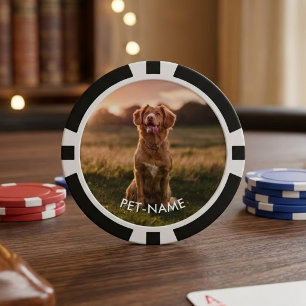 Aangepaste 2Foto Met Je Huisdier Hond 2 Naam Afbee Poker Chips