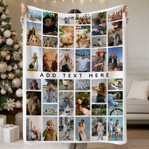 Aangepaste 36 x fotocollage Gepersonaliseerd Fleece Deken