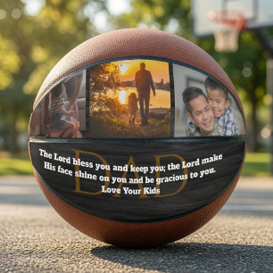 Aangepaste 3-foto collage basketbal met Bijbelvers