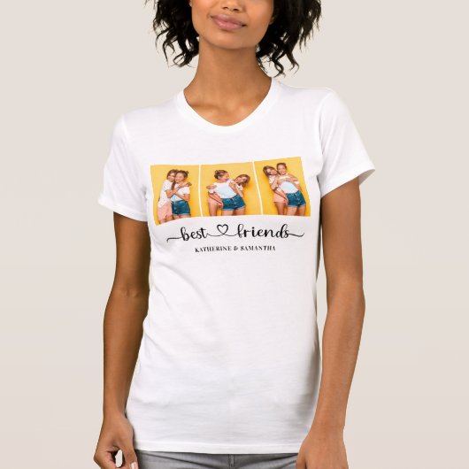 Aangepaste 3 foto Collage Beste vrienden Vrouwen T-shirt (Voorkant)