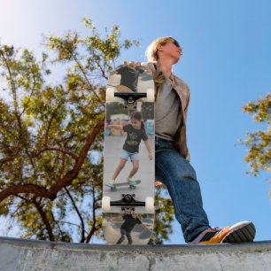 Aangepaste 3-foto-collage Gepersonaliseerde acti Skateboard