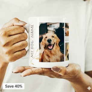 Aangepaste 3 foto collage hond herinnering koffiem koffiemok